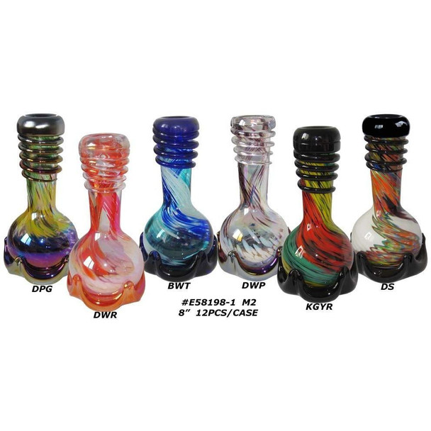 Assortment of 8" Crown Base Bubble Bong with Wraps.