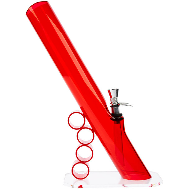 JM Enterprises 11" Skinny Angled Acrylic Bong with Finger Grip, Assorted Colors