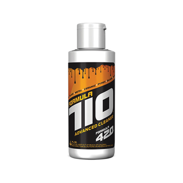 Profile view of Formula 710 Advanced Cleaner, 4oz bottle. Capable of cleaning many pieces from the contents of this tiny bottle, its convenient form factor means it can go wherever you go and clean whatever needs to be cleaned.