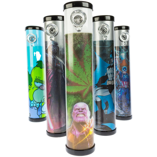 JM Enterprises 10" Acrylic Graphic Steamroller with Glass Bowl in Assorted Styles