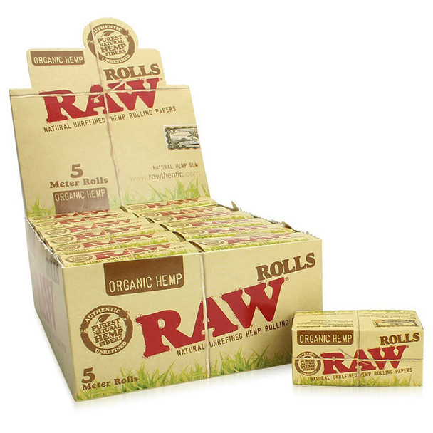 Single box of Raw Rolls Organic next to its open display box.