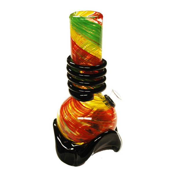 7" Rasta Mini Bong with Coil Wrap and Tripod Base