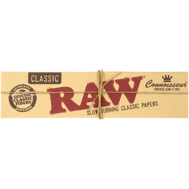  RAW Classic Connoisseur King Size Slim Rolling Papers with Tips 