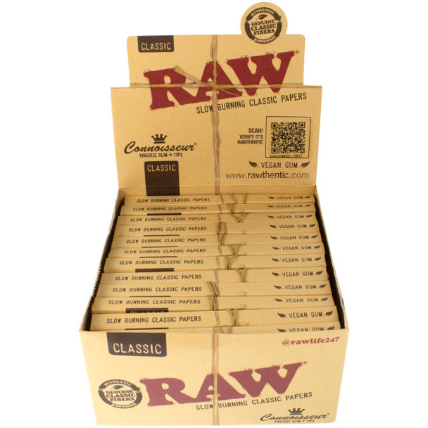 RAW Classic Connoisseur King Size Slim Rolling Papers with Tips