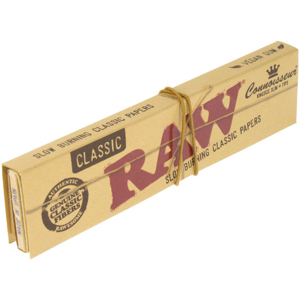 RAW Classic Connoisseur King Size Slim Rolling Papers with Tips