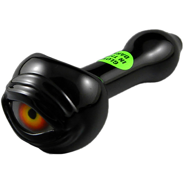 Chameleon Glass Cyclops Eyeball Pipe from a quarter angle.