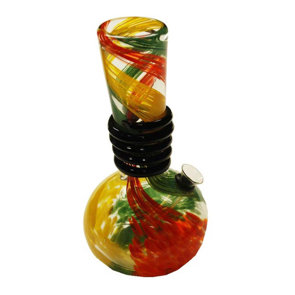 9" Small Rasta Bubble Bong with Coil Wrap