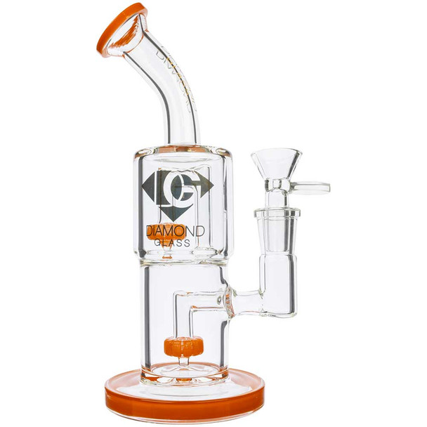 Side view of an orange Double Showerhead Bong.