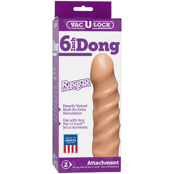 Doc Johnson's Vac-U-Lock Attachment, the 6" Raging Hard-On Dong, individually boxed.