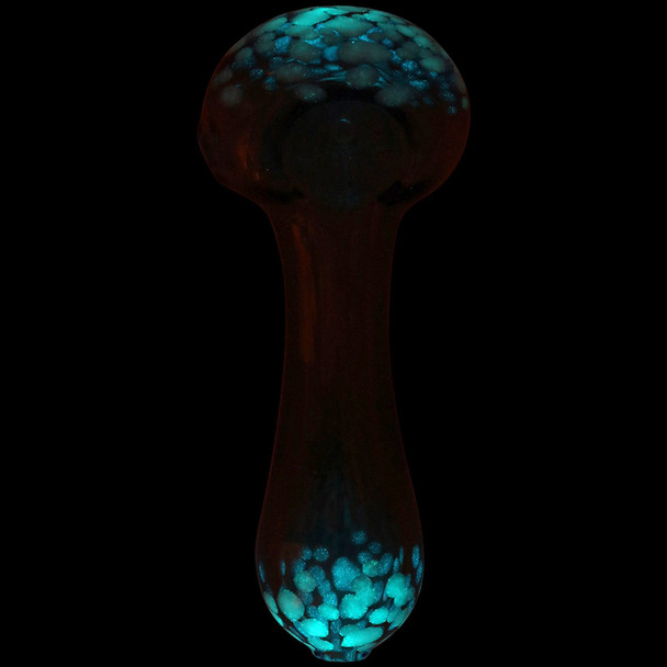 Head and Mouthpiece glow glass illuminated in the dark.