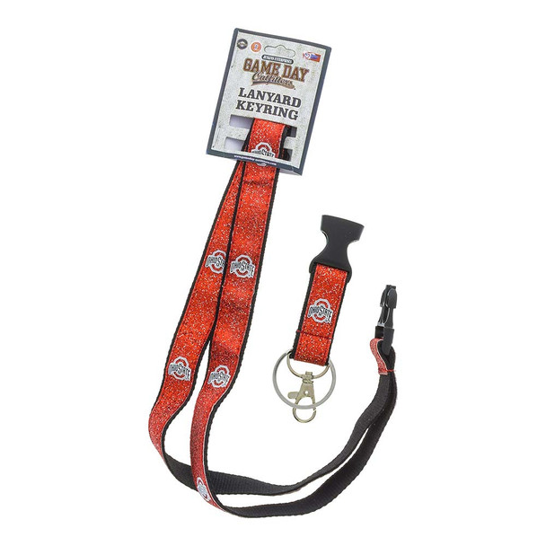 Ohio State Glitter Lanyard with Key Ring and Clip