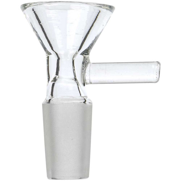 Included 14mm male dry herb bowl with thumb grip.