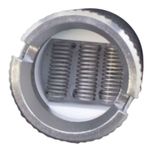 Triple coils, triple the power. A view into the coils in this heating unit.