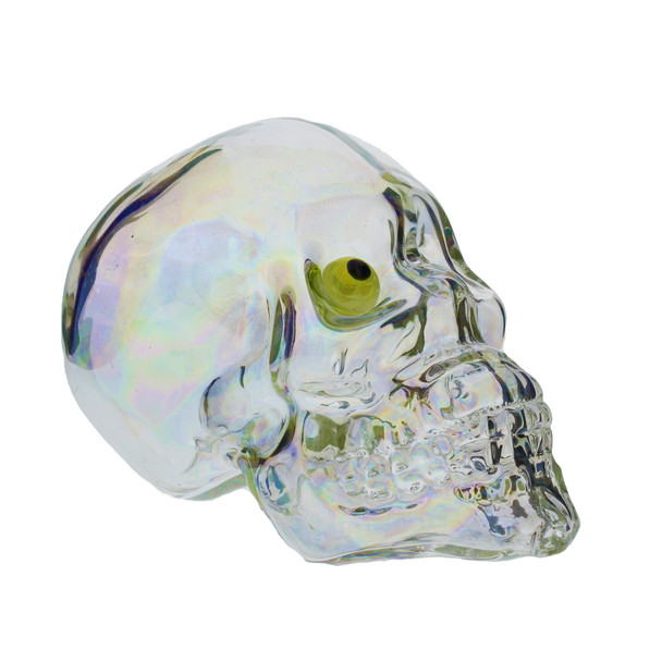 Skull Pipe with UV Reactive Eye left side view