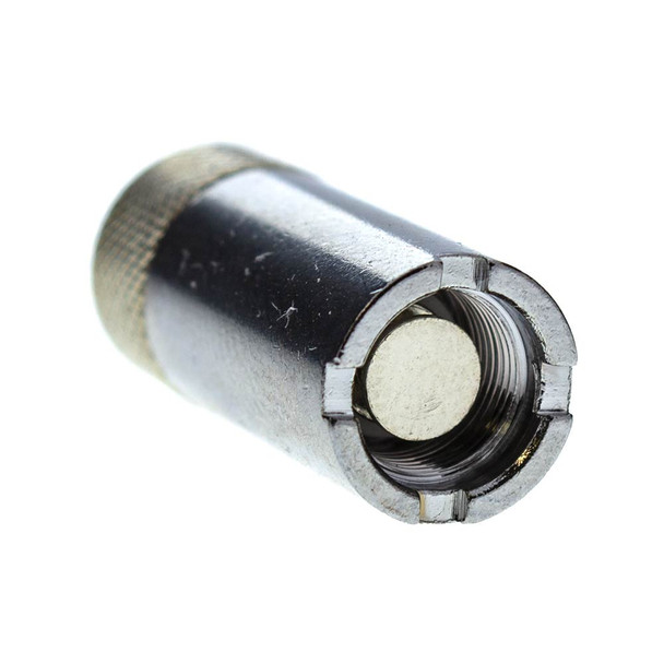 Pictured here is the 510 threading on the magnetic adapter. The adapter itself stands almost 1" tall, so the most aesthetic tank size to use with this device is a 0.5 mL.