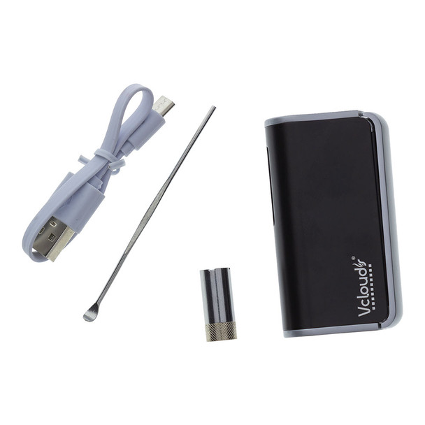 Included in the box are: the D-Box Battery, Magnetic Adapter, Metal Tool, and Charging Cable.
