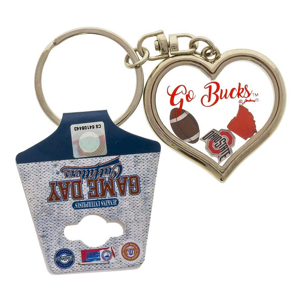 Ohio State Heart Charm Keychain
