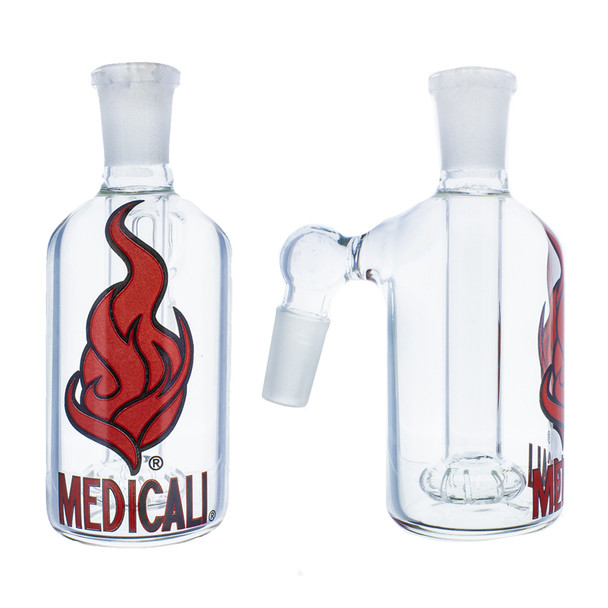 14mm Male Joint Size Medicali ashcatcher with red and black medicali logo on the front.