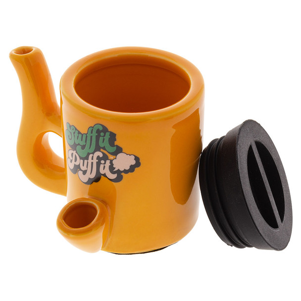 Ceramic stash mugs with water-tight silicone lid