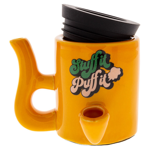 Stuff It Puff It Pipe in orange viewed from the front.