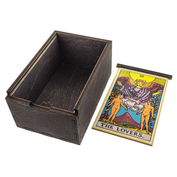 American-made stash box with top tray removed and set aside.