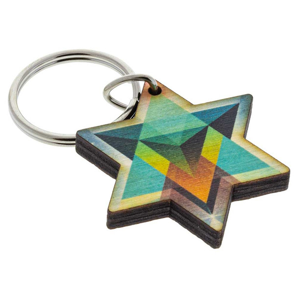 Merkaba keychain decoration made in America from 1/4" Baltic birch.