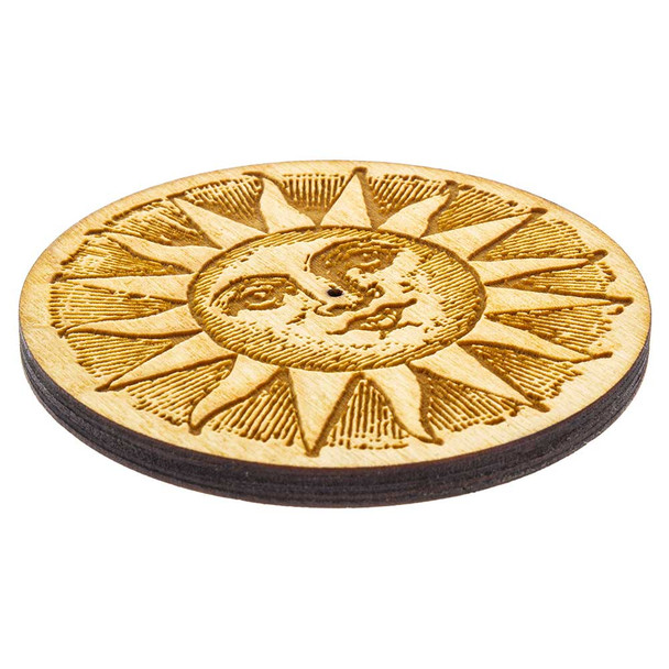 Low view of the Etched Sun Round Incense Burner.