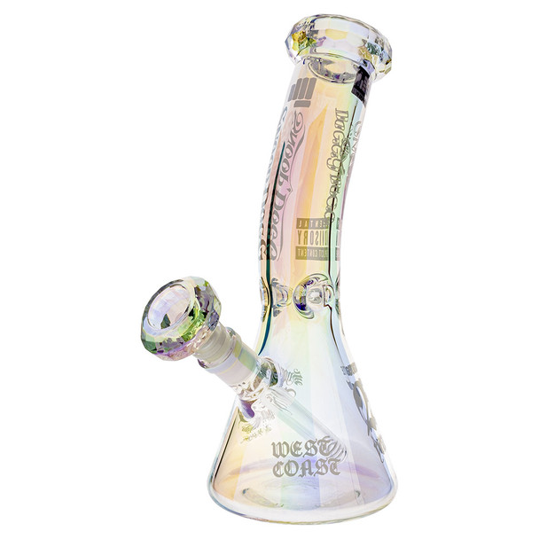 Snoop Dogg Doggystyle glass water pipe with matching iridescent diamond-cut bowl.
