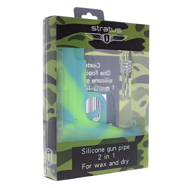 stratus silicone 2 in 1 gun shaped hand pipe and nectar collector.