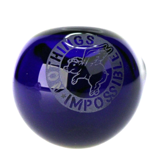 4 inch thick glass Nothing's Impossible spoon pipe with deep bowl and large carb logo.
