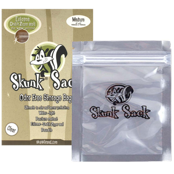 Skunk Sack Odor-Free Clear Storage Bags - Medium, 12-Count displayed.