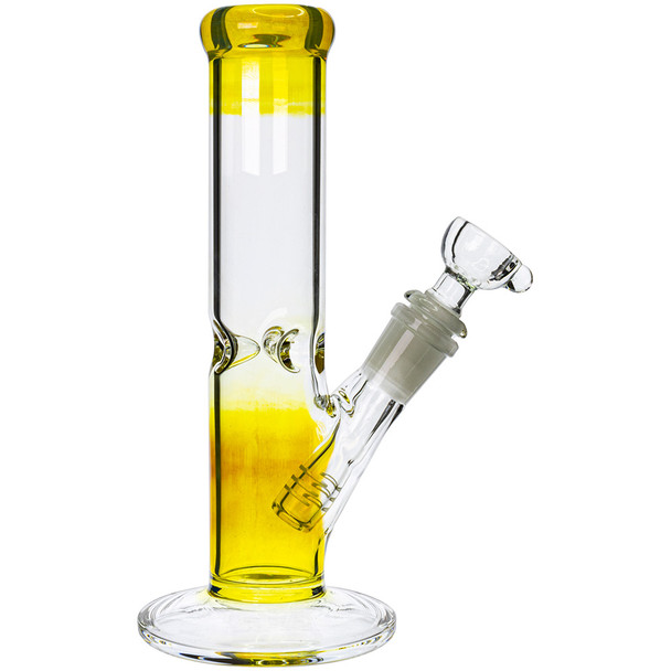 8" Fumed Glass Straight Tube Bong with ice pinch.