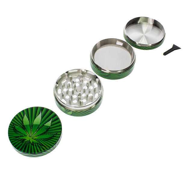 Pot leaf green grinder for dry herbs.