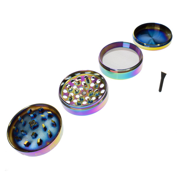 Fully taken apart herb grinder with 4 parts.