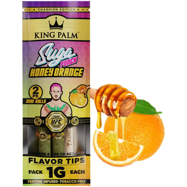 King Palm Suga Sean O'Malley Punch Honey Orange Terpene Infused Mini Rolls 2 Pack Packaging