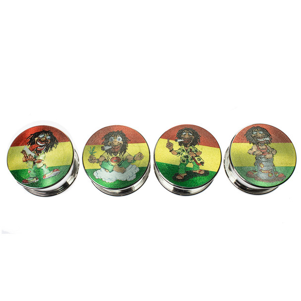 Rasta herb grinder, comes in an assortment of designs.