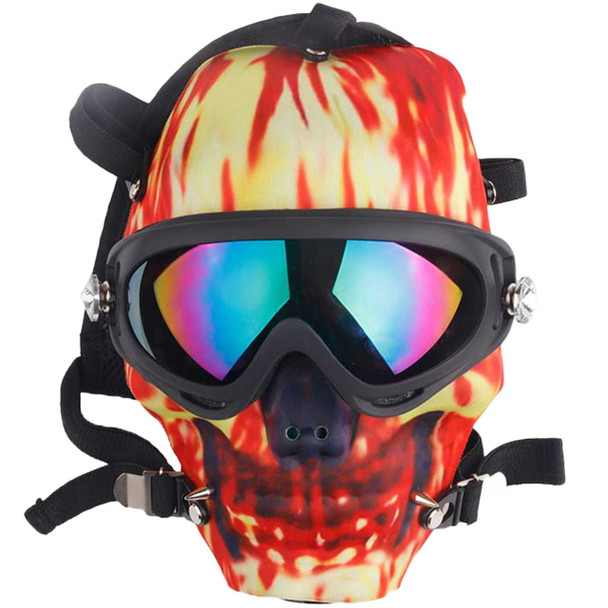 Skull Gas Mask with 9" Acrylic Bong Fire style.