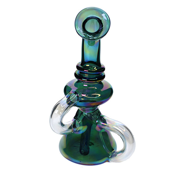 back view of the real and iridescent mini recycler water pipe for sale.