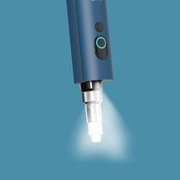 A blue Path Lite illuminating itself on a blue background.