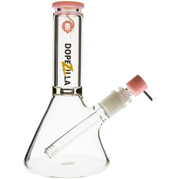 Profile view of a Pink Dopezilla 8" Chimera Beaker Bong.