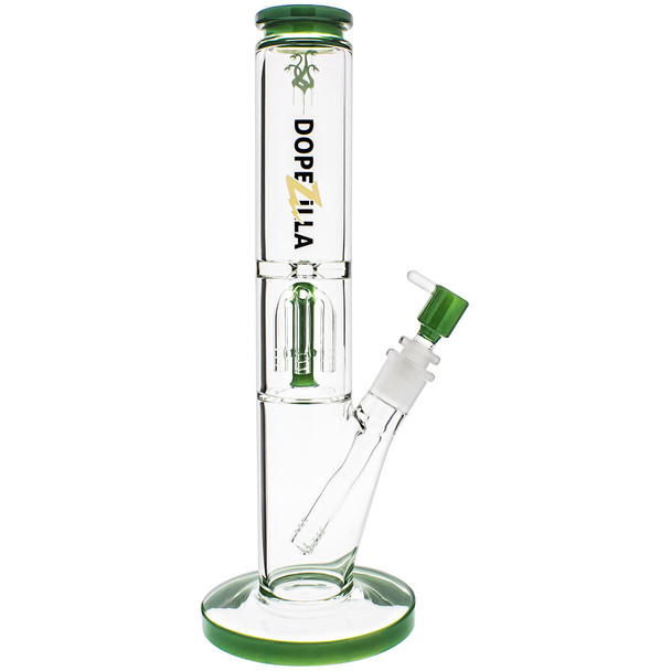Profile view of a 13" Dopezilla Hydra Ice Bong in Milky Jade.