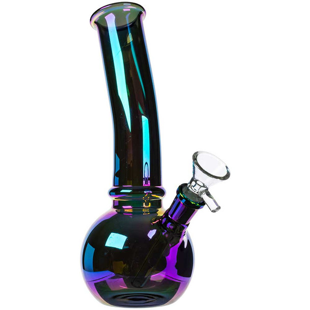 8" Iridescent Bubble Bong quarter view.