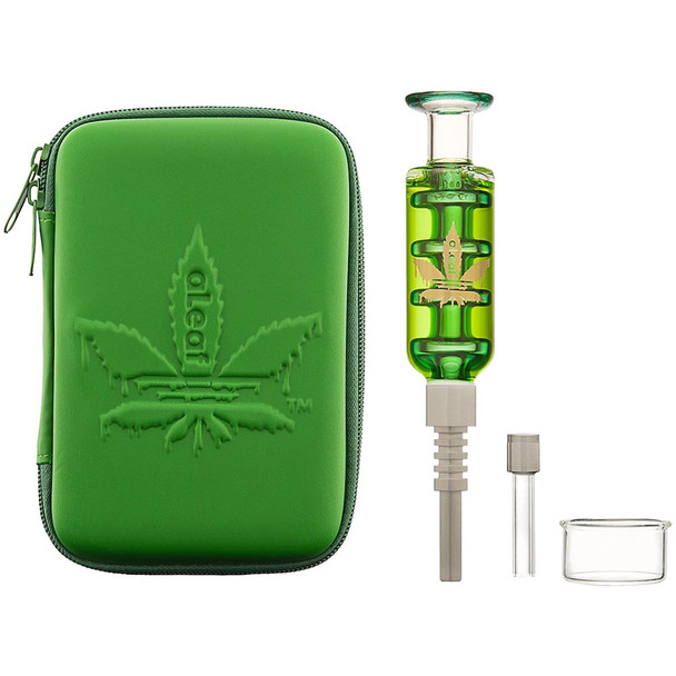 aLeaf Glass Liquid Purifier Travel Kit, 7" Freezable Nectar Collector with green case. Affordable glass nectar collector at lowest prices online.