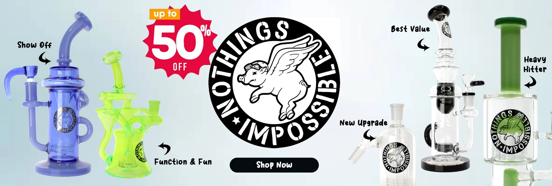 Glass bong, dab rig, recycler and ash catcher sale up to 50% off