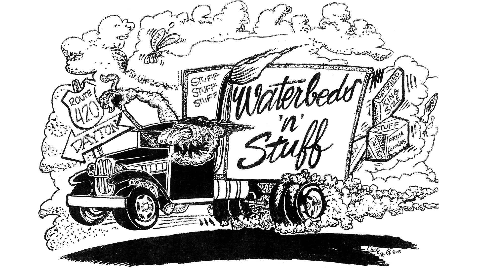 Official Ratfink artwork for Waterbeds 'n' Stuff.