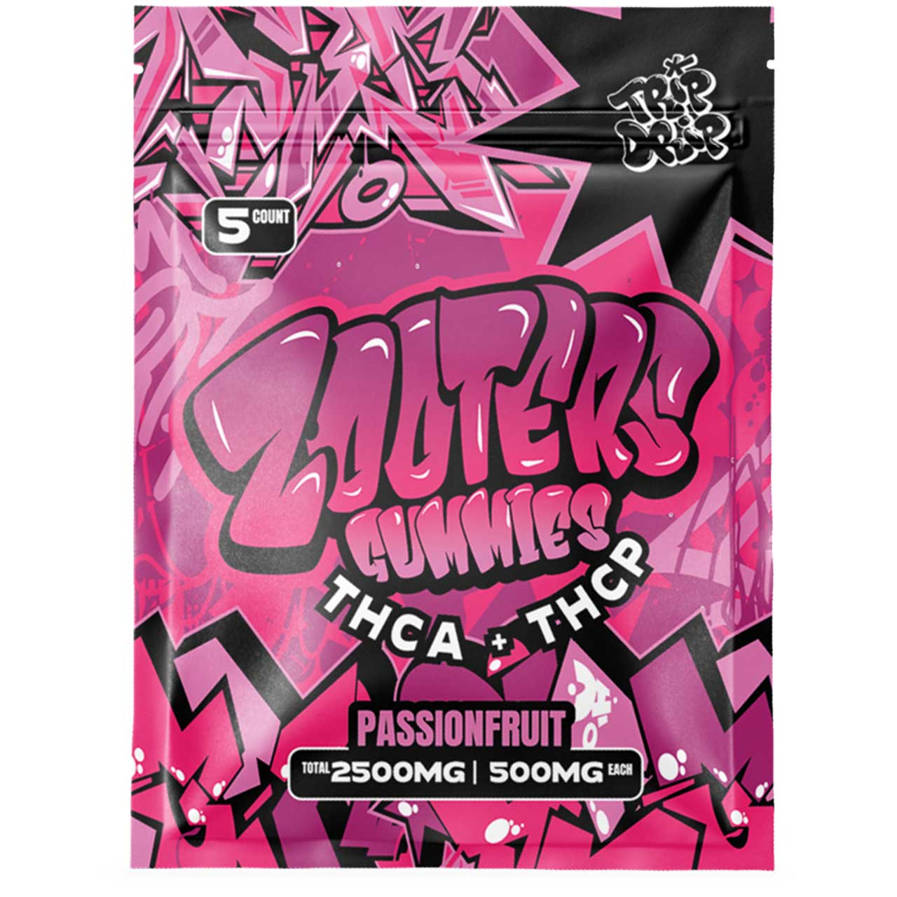Trip Drip Zooters Gummies – Passionfruit – 5-Pack – 2,500 mg HHC +