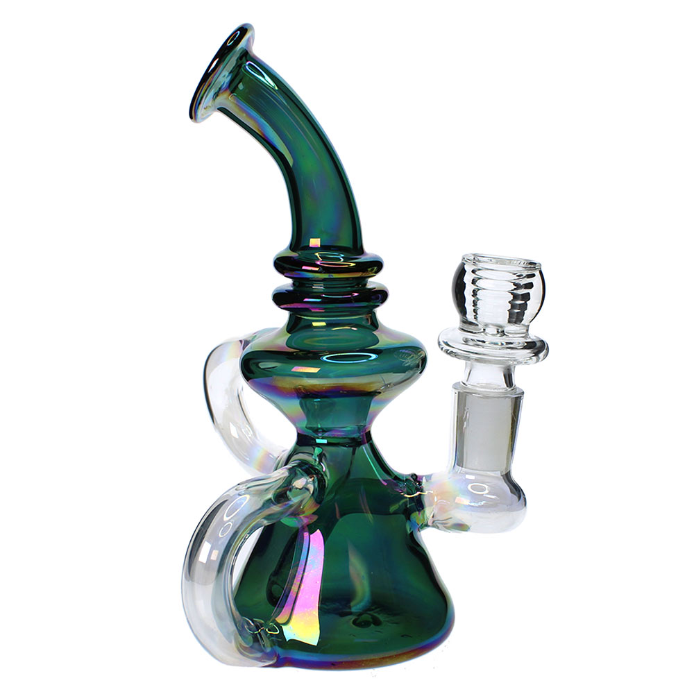 Glass Recycler Mini Bong (Black Leaf) for Dabs and Weed