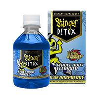 Blue Raspberry Stinger Detox bottle and box.