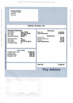 Sealed Paper Payslips With Employee And Employer Address