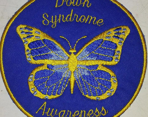 Down syndrome awareness butterfly patch